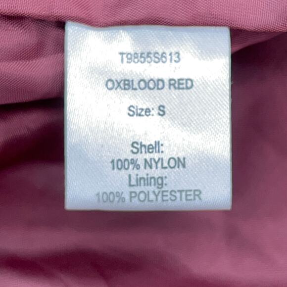 Tart Collections Womens Sz S Rain Jacket Oxblood Zip Pockets Packable Hood Lined - Picture 12 of 16